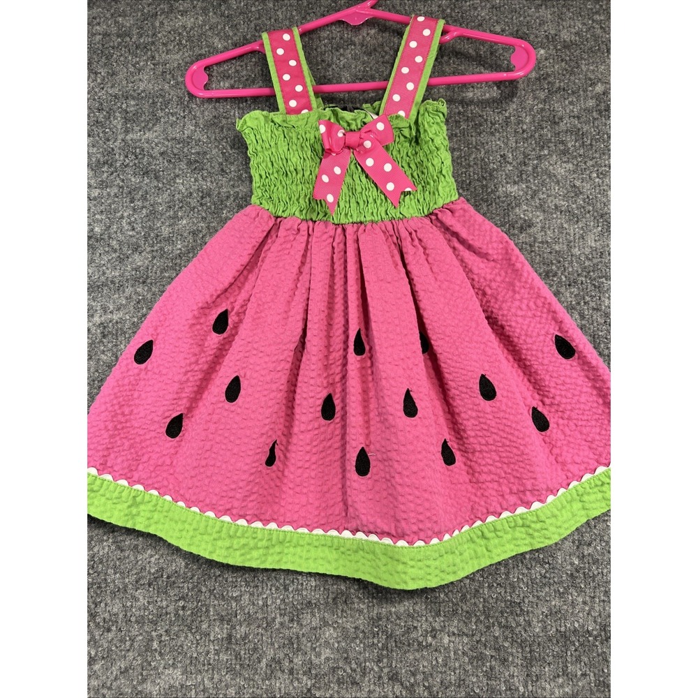 Rare Editions Toddler Girls Watermelon Smocked Seersucker Sundress Size 24M